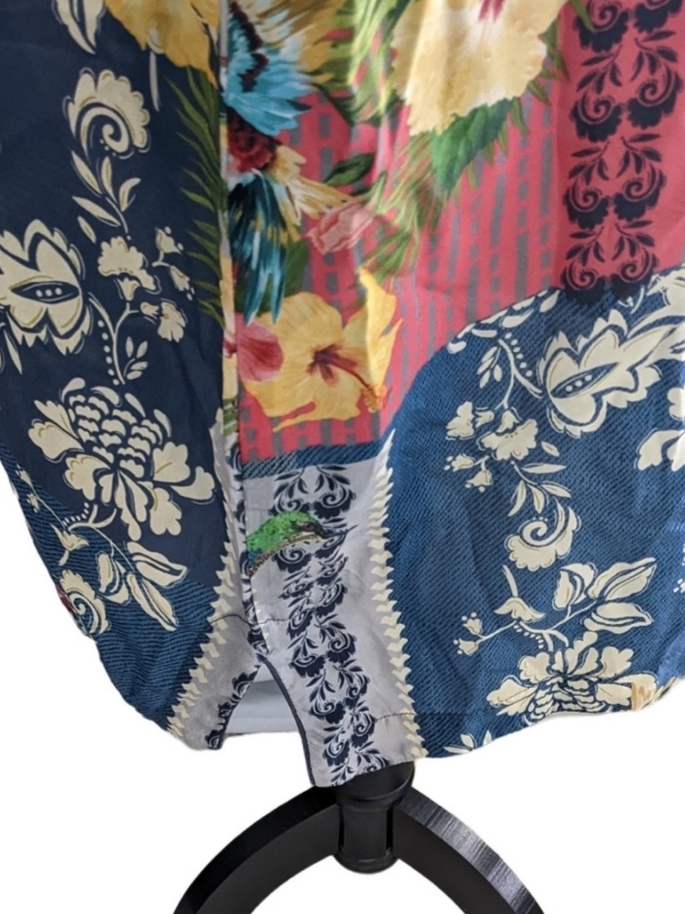 Johnny Was Deidre Silk Lagenlook Hummingbird Multicolor Floral Tunic-Dress - Picture 6 of 12
